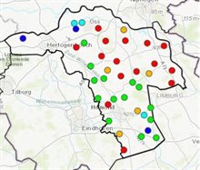 bolletjeskaart met grondwaterstanden 1 november 2020